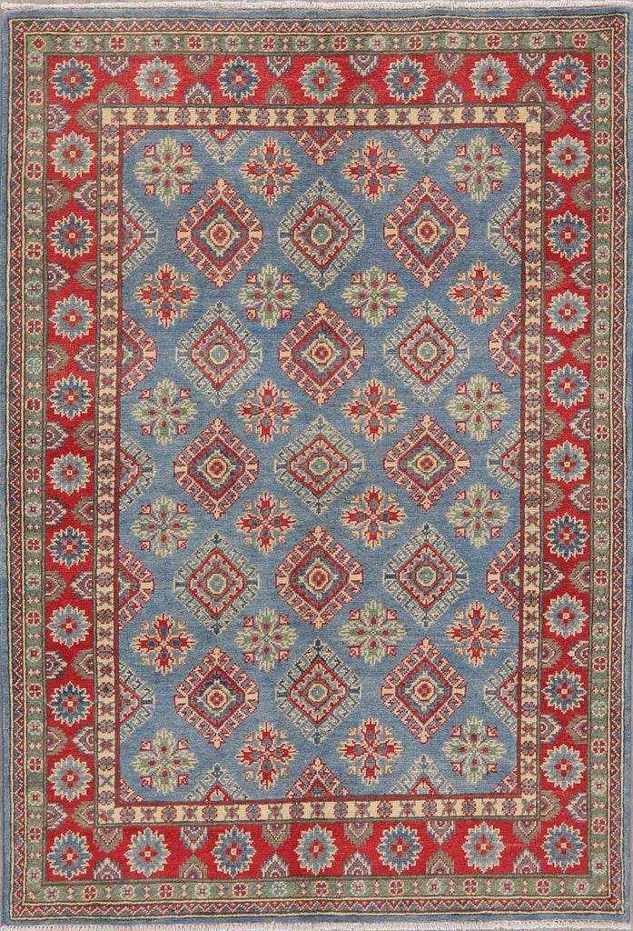 Light Blue Super Kazak-Chechen Oriental Wool Rug 4x6