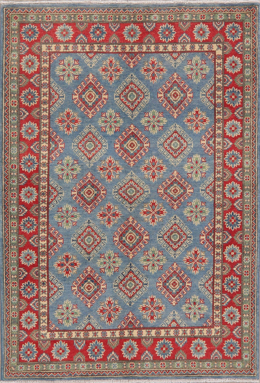 Light Blue Super Kazak-Chechen Oriental Wool Rug 4x6