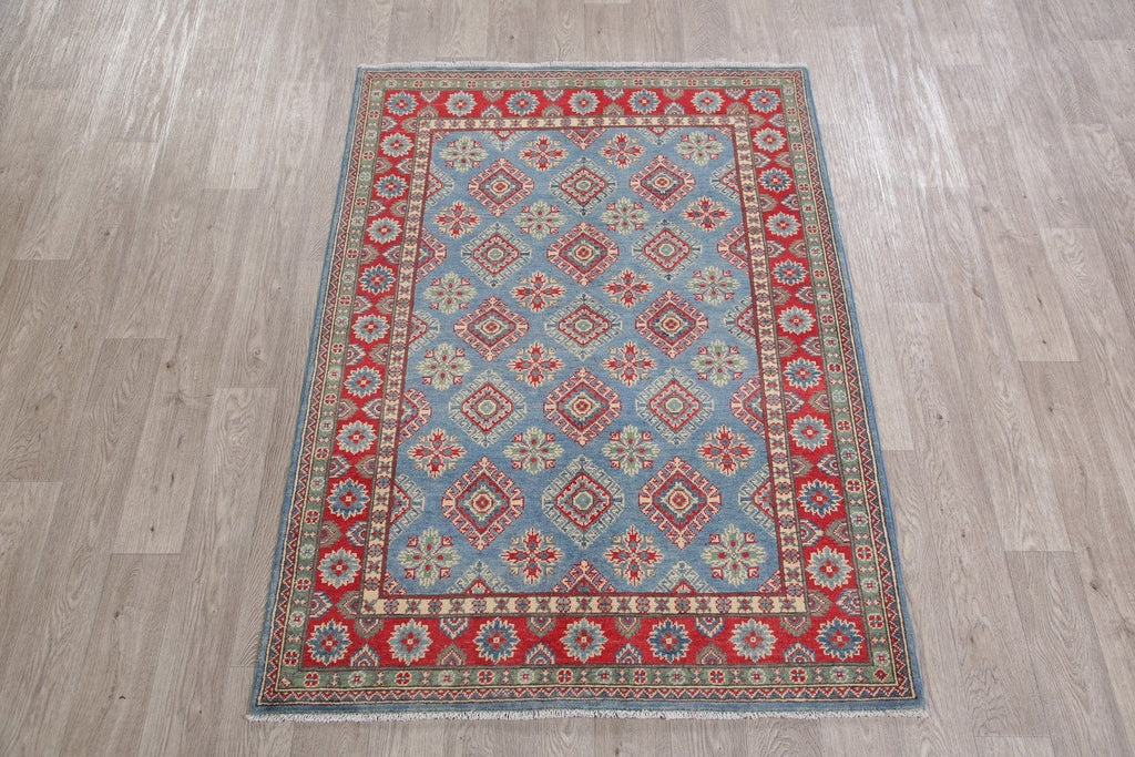 Light Blue Super Kazak-Chechen Oriental Wool Rug 4x6