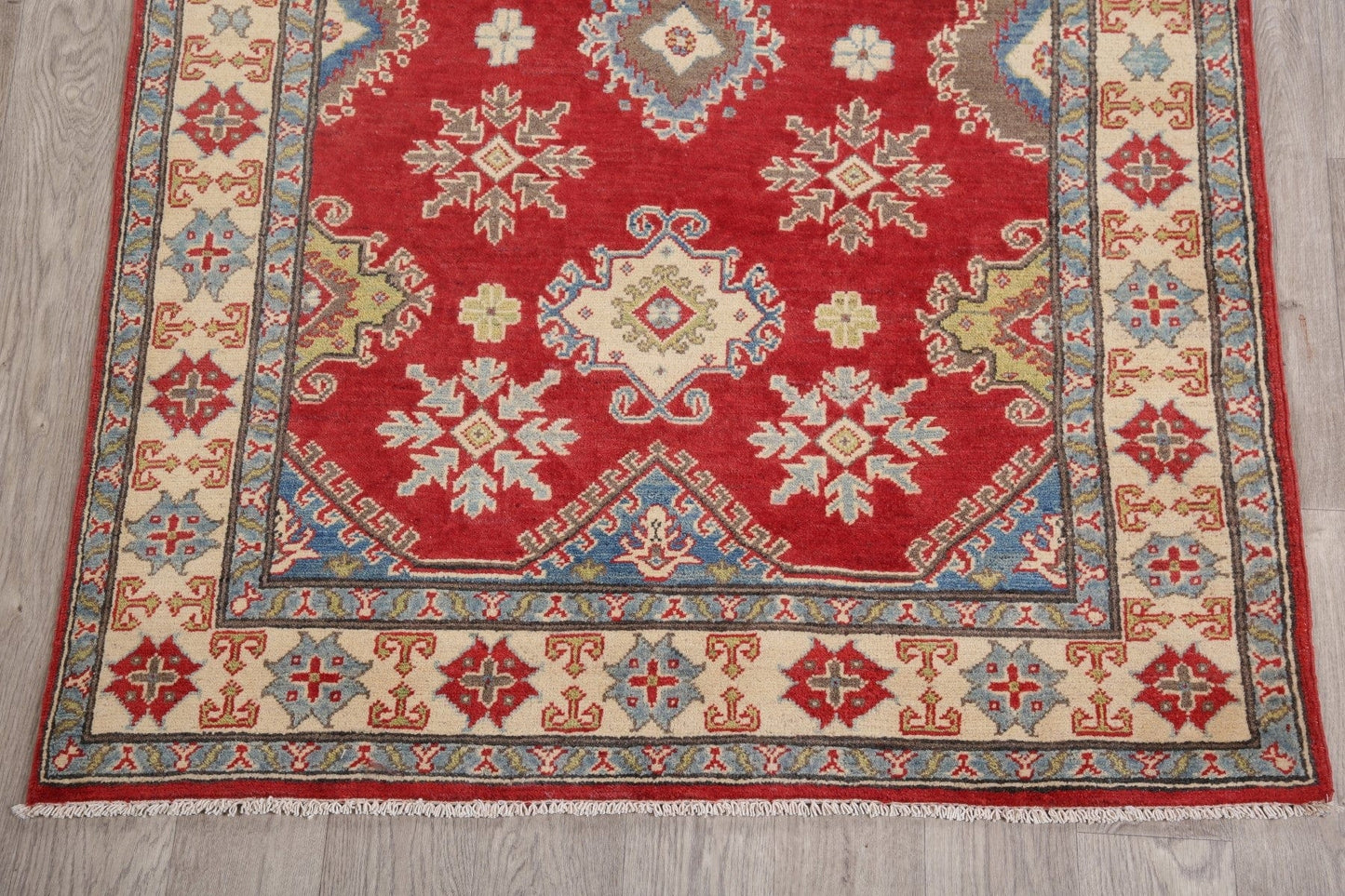 Red Super Kazak-Chechen Oriental Wool Rug 4x6