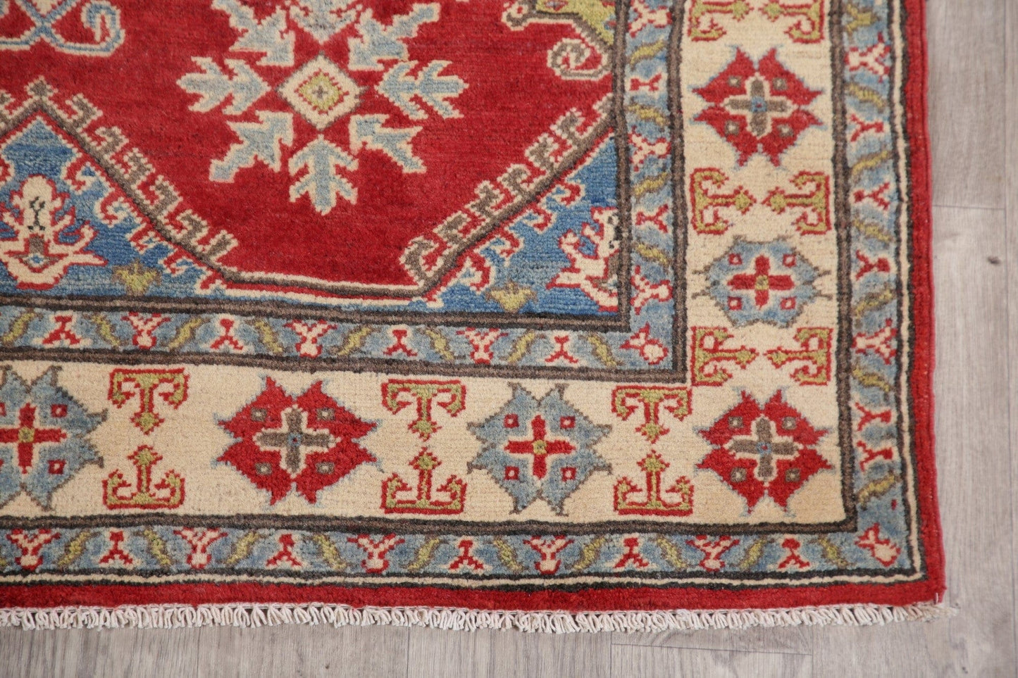 Red Super Kazak-Chechen Oriental Wool Rug 4x6