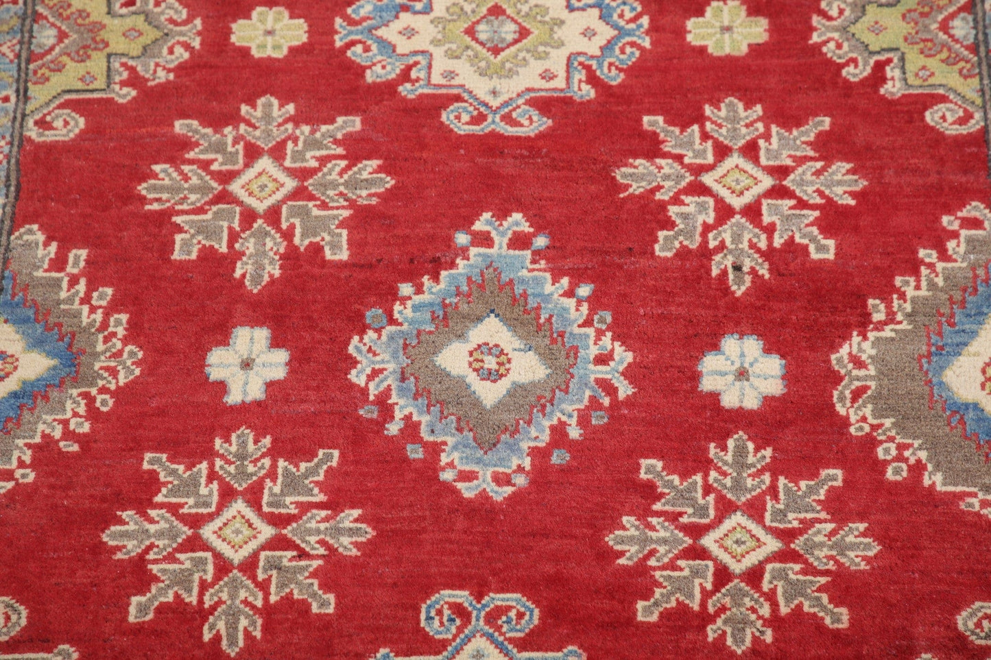 Red Super Kazak-Chechen Oriental Wool Rug 4x6