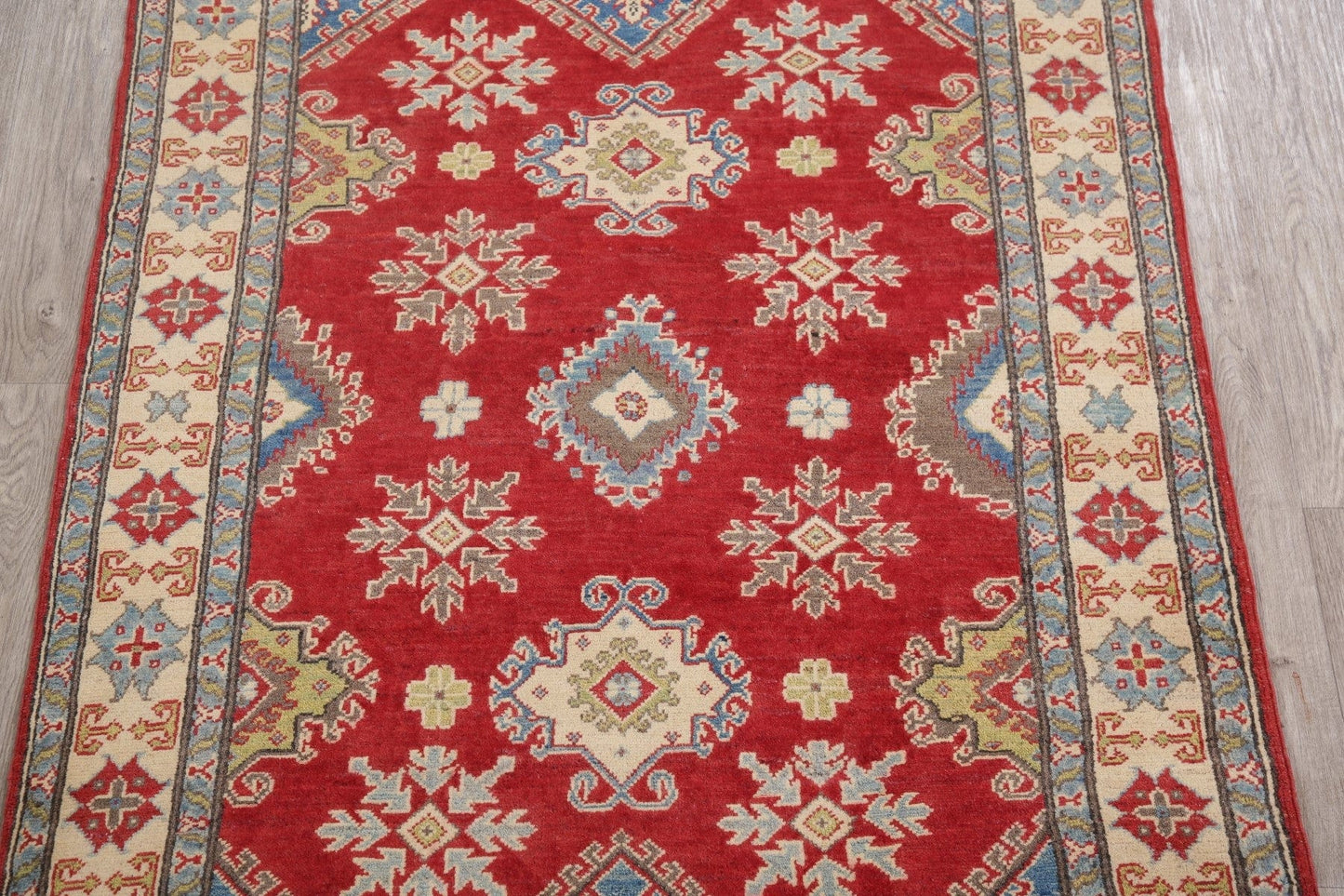 Red Super Kazak-Chechen Oriental Wool Rug 4x6