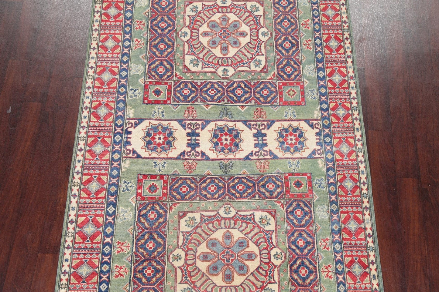 Green Super Kazak Oriental Wool Runner Rug 5x20