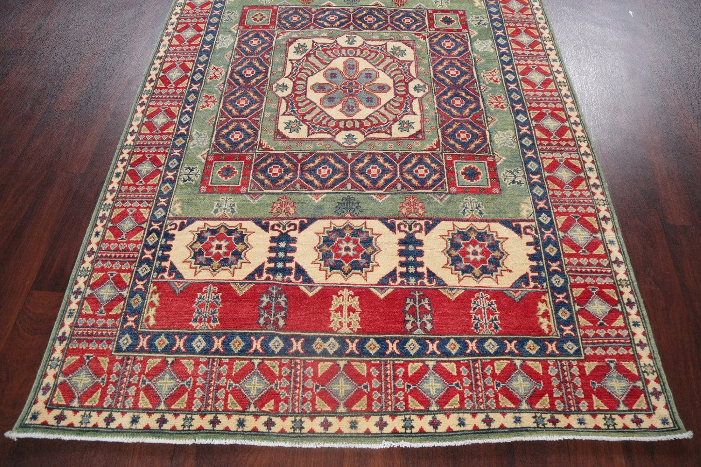 Green Super Kazak Oriental Wool Runner Rug 5x20