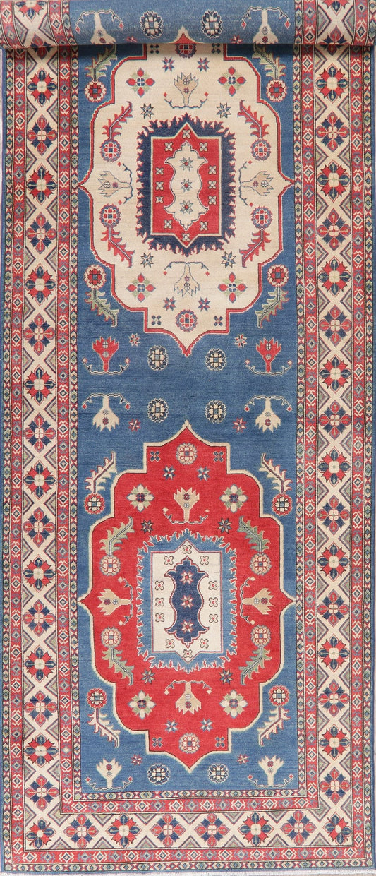 Blue Super Kazak Oriental Wool Runner Rug 6x19