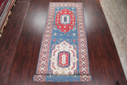 Blue Super Kazak Oriental Wool Runner Rug 6x19
