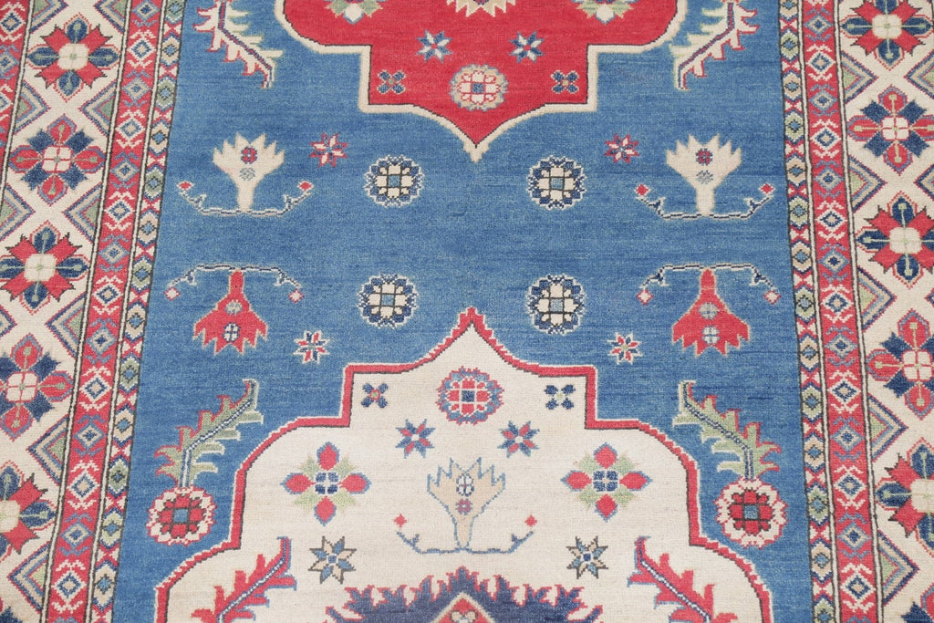 Blue Super Kazak Oriental Wool Runner Rug 6x19