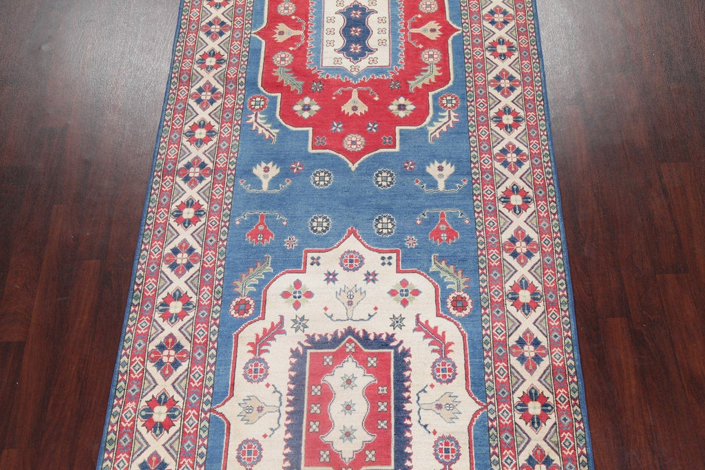 Blue Super Kazak Oriental Wool Runner Rug 6x19