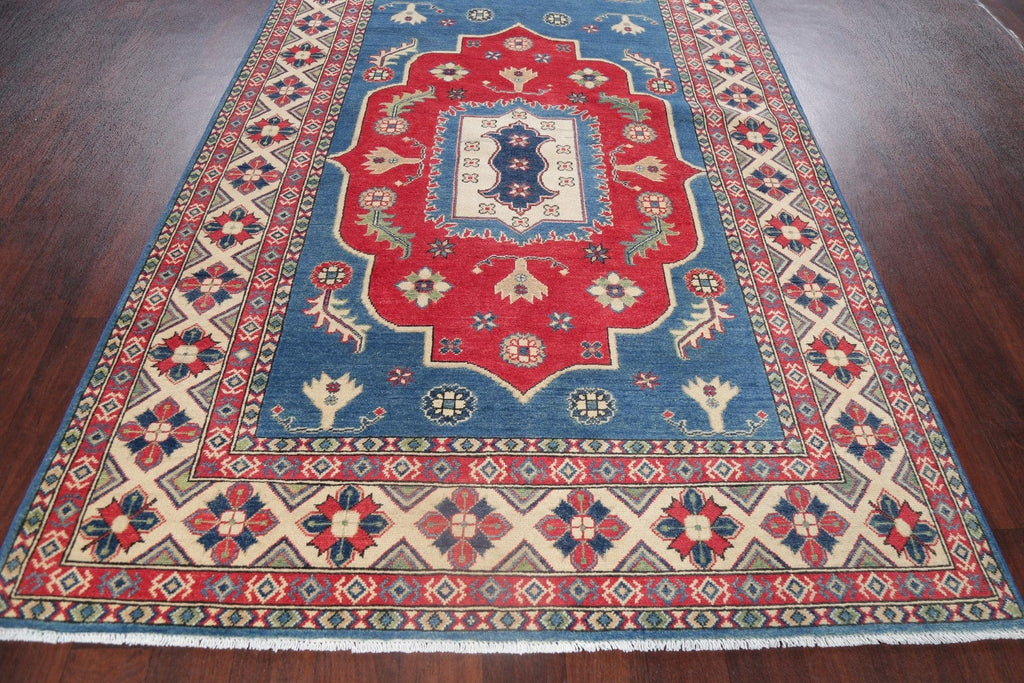 Blue Super Kazak Oriental Wool Runner Rug 6x19