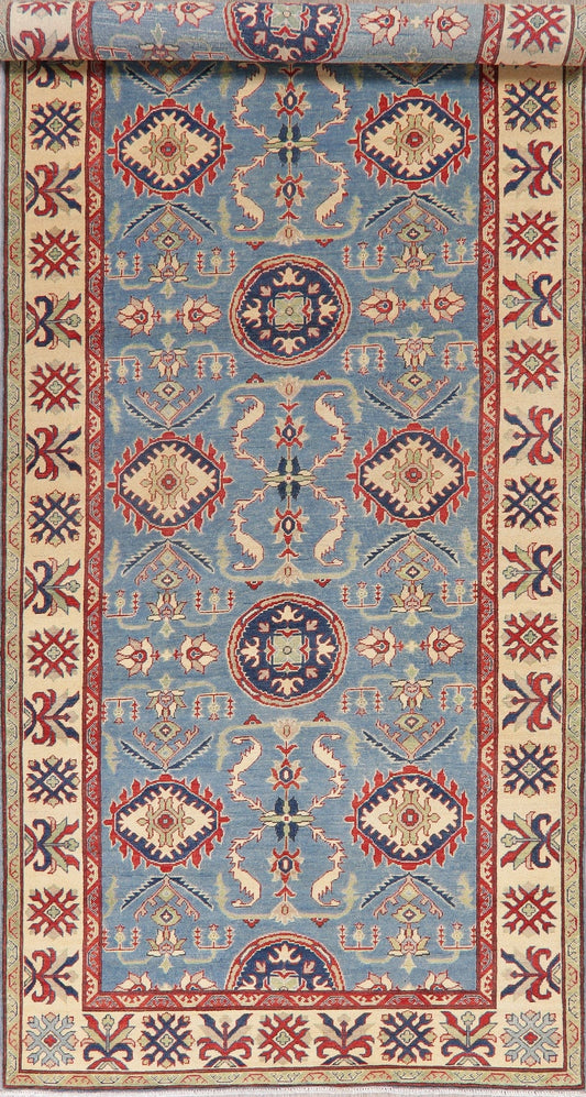 Light Blue Super Kazak Oriental Wool Runer Rug 6x14