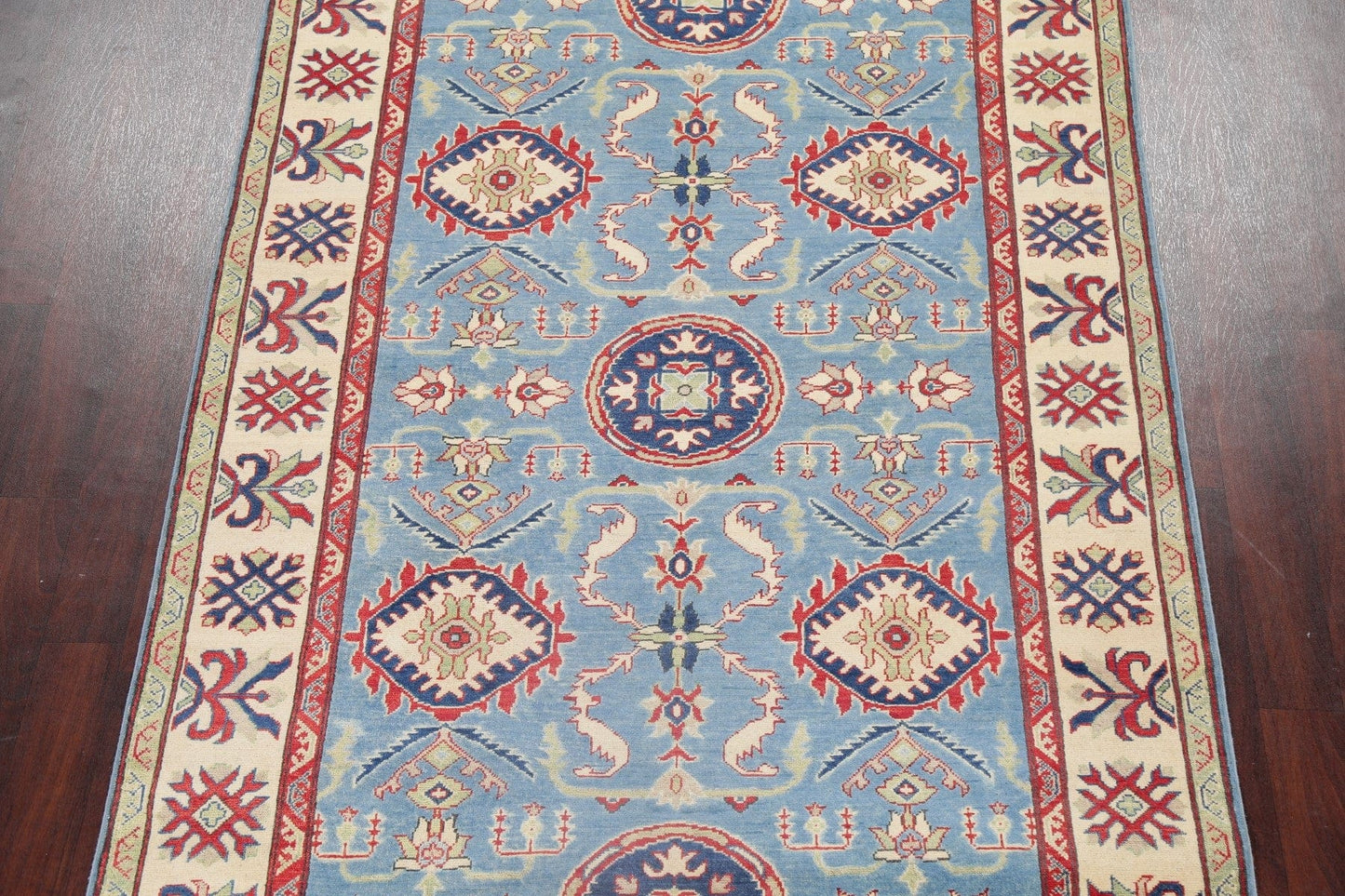 Light Blue Super Kazak Oriental Wool Runer Rug 6x14