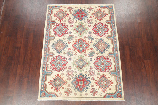 Ivory Super Kazak Oriental Wool Rug 5x7