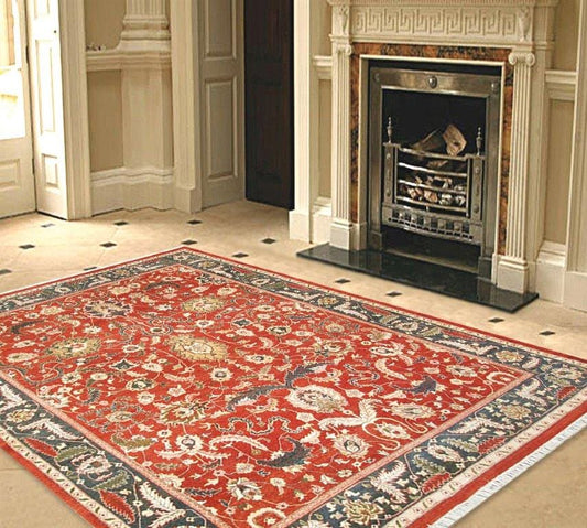 Agra Collection Hand-Knotted Lamb's Wool Area Rug- 8' 0" X 10' 7"
