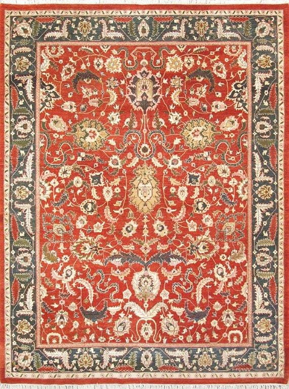 Agra Collection Hand-Knotted Lamb's Wool Area Rug- 8' 0" X 10' 7"
