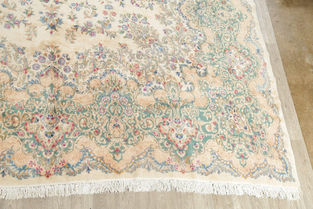 Vintage Floral Kerman  Persian Wool Rug 13x22