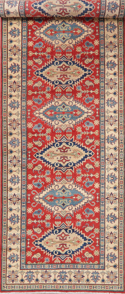 Red Super Kazak Pakistan Wool Runner Rug 5x19