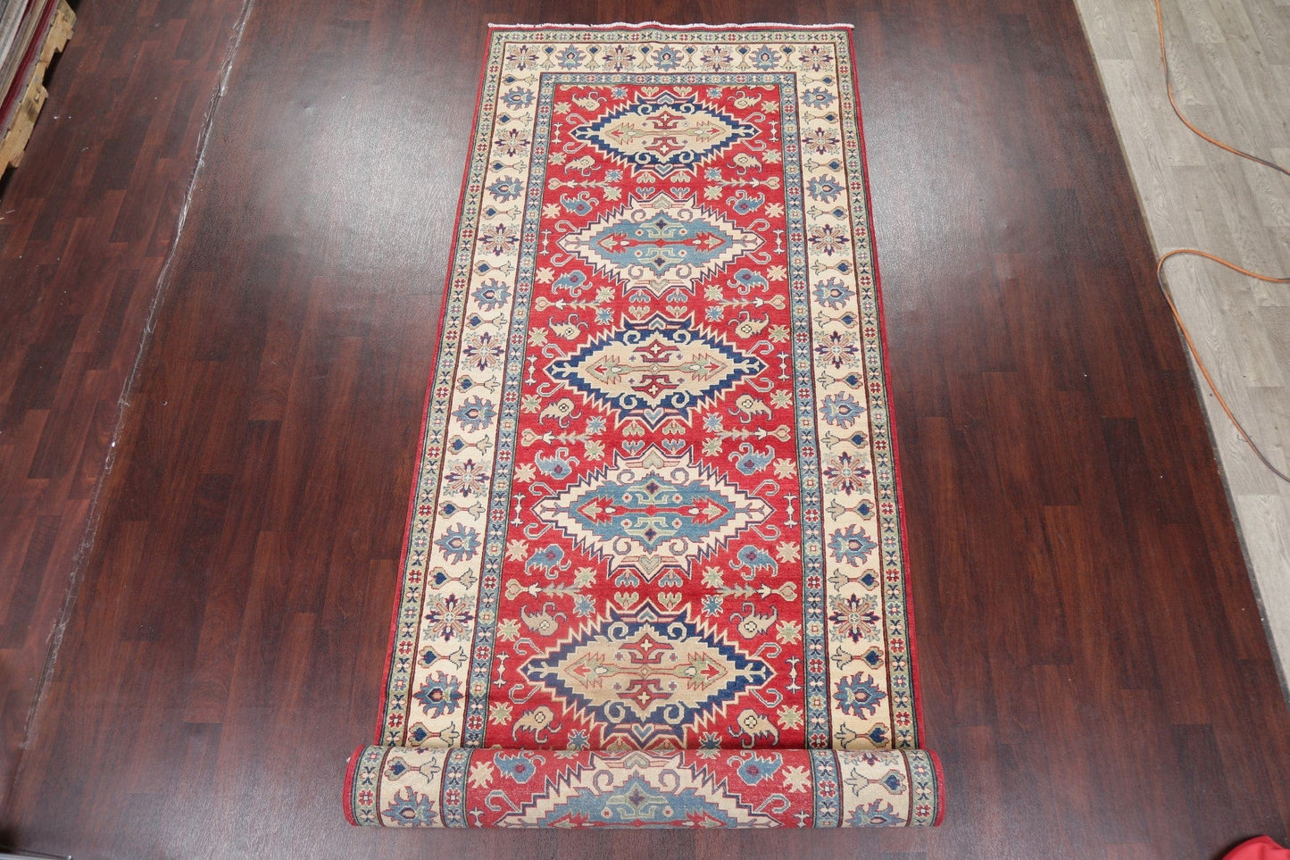 Red Super Kazak Pakistan Wool Runner Rug 5x19