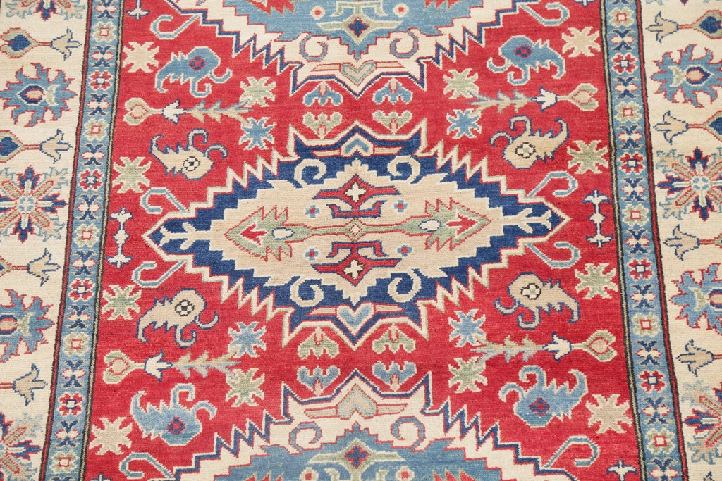 Red Super Kazak Pakistan Wool Runner Rug 5x19