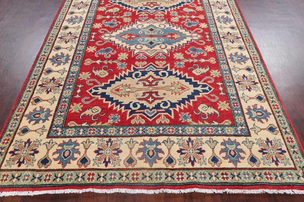 Red Super Kazak Pakistan Wool Runner Rug 5x19