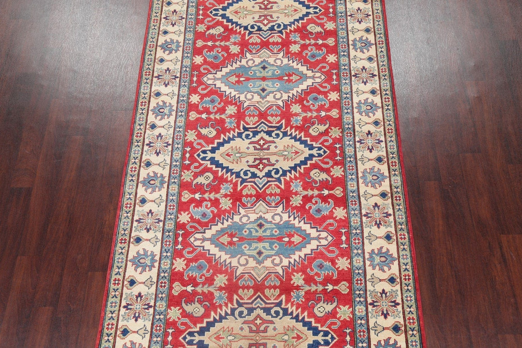 Red Super Kazak Pakistan Wool Runner Rug 5x19