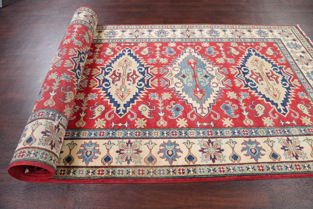 Red Super Kazak Pakistan Wool Runner Rug 5x19