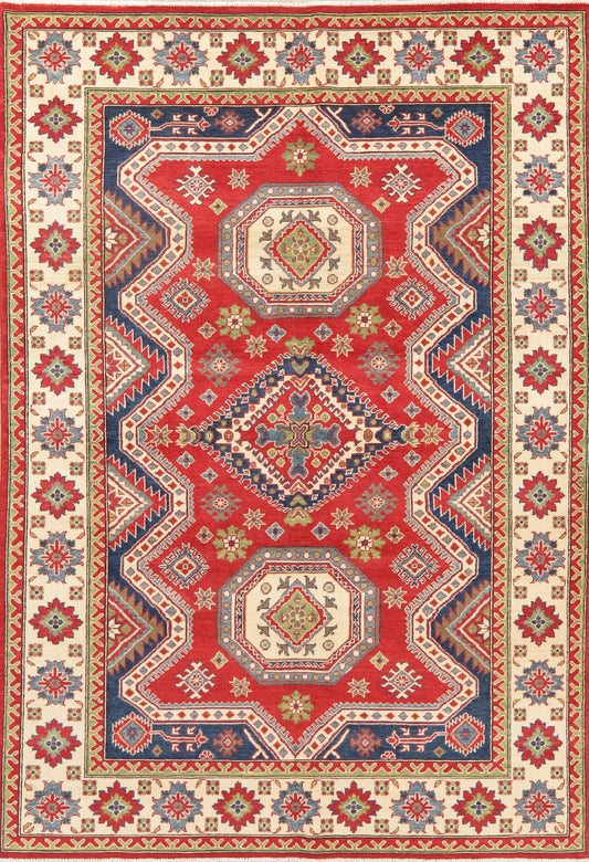 Super Kazak-Chechen Oriental Wool Area Rug 7x10