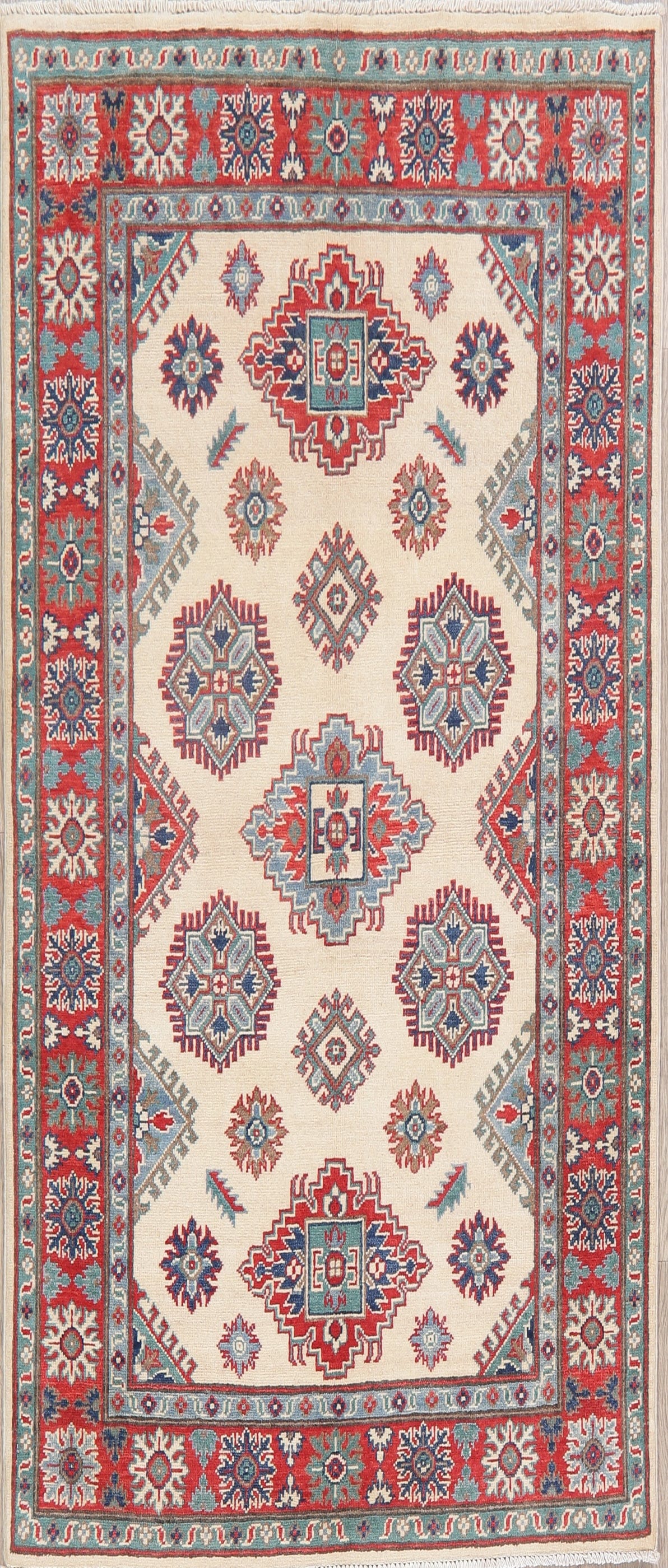 Ivory Super Kazak Oriental Wool Rug 4x6