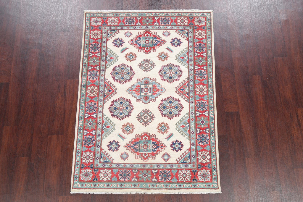 Ivory Super Kazak Oriental Wool Rug 4x6