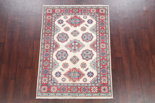 Ivory Super Kazak Oriental Wool Rug 4x6