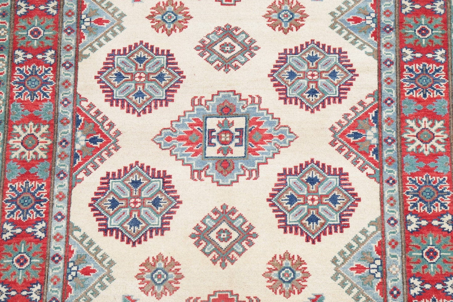 Ivory Super Kazak Oriental Wool Rug 4x6