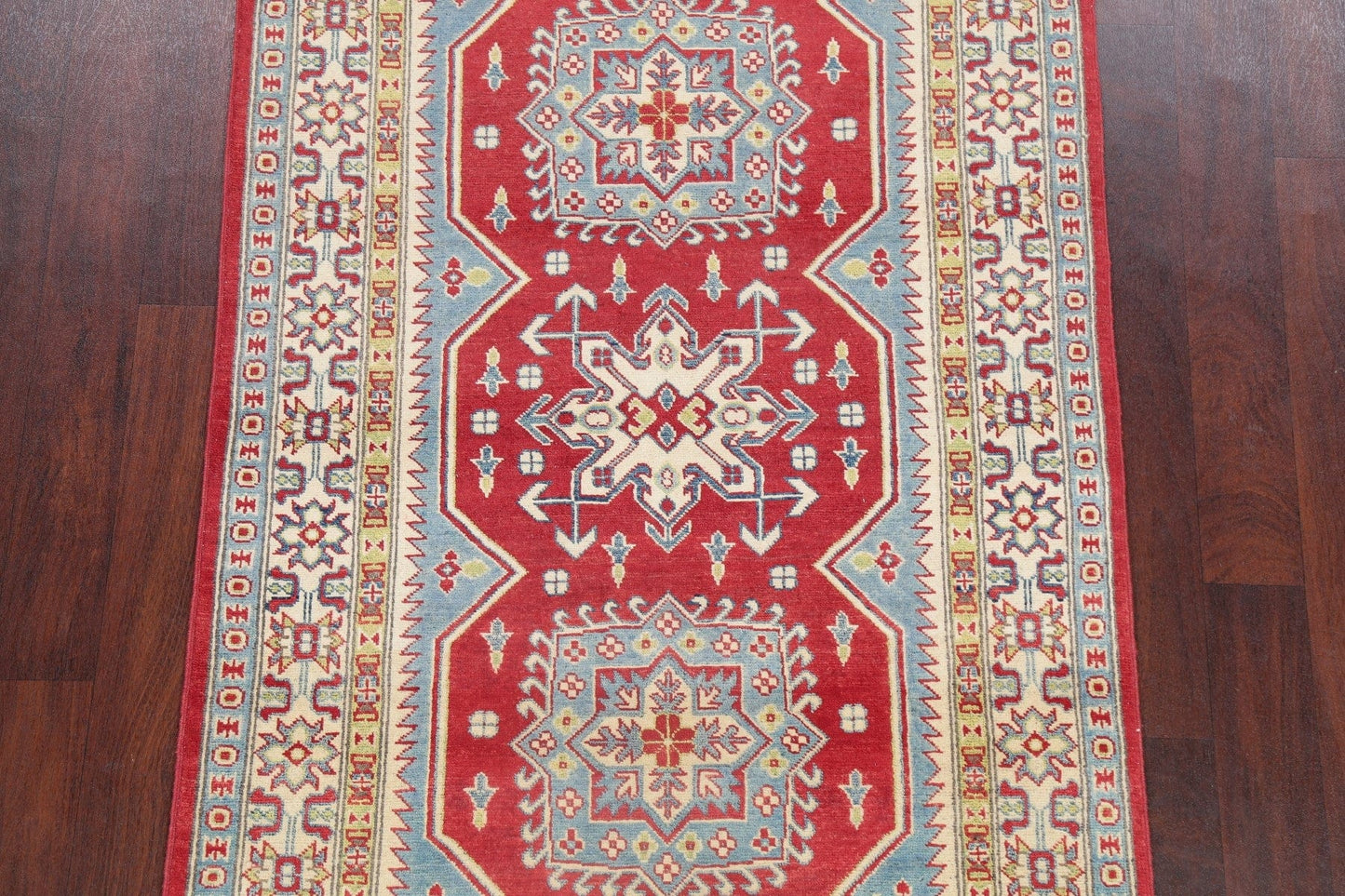 Red Super Kazak-Chechen Oriental Wool Rug 4x6