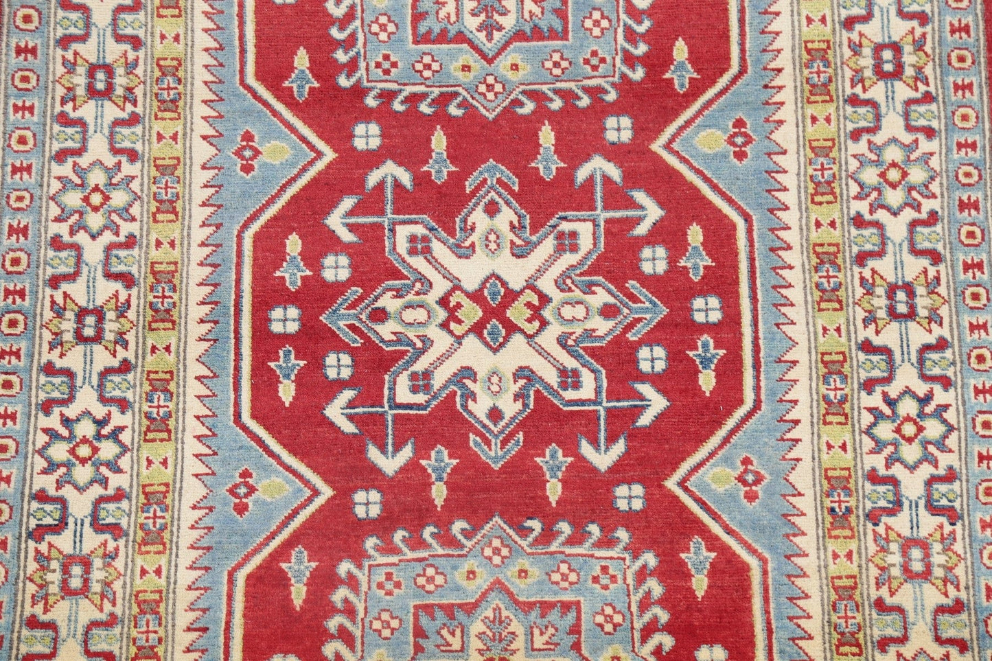 Red Super Kazak-Chechen Oriental Wool Rug 4x6