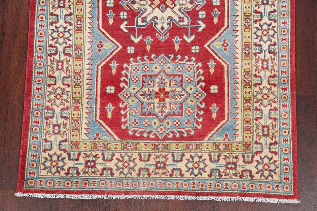 Red Super Kazak-Chechen Oriental Wool Rug 4x6