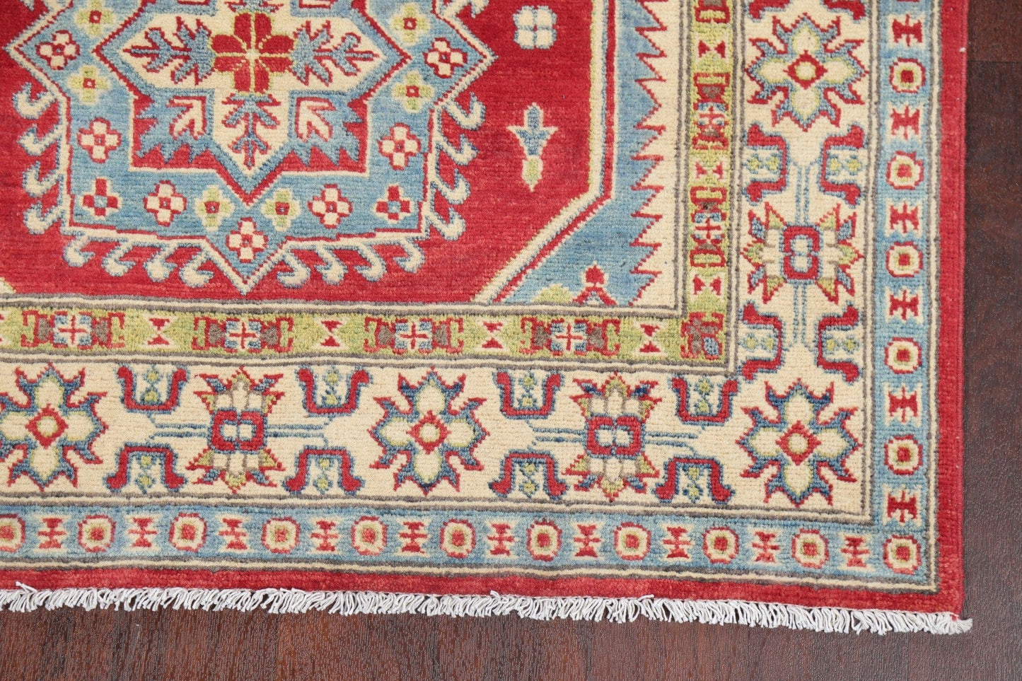 Red Super Kazak-Chechen Oriental Wool Rug 4x6