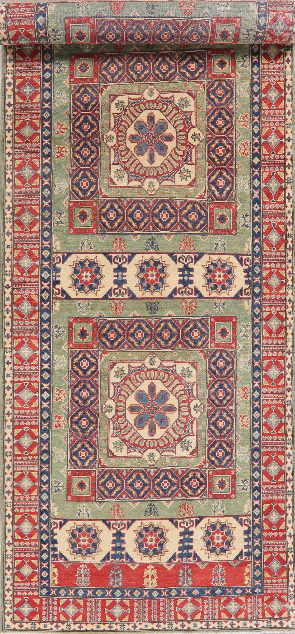 Super Kazak-Chechen Oriental Wool Runner Rug 5x21