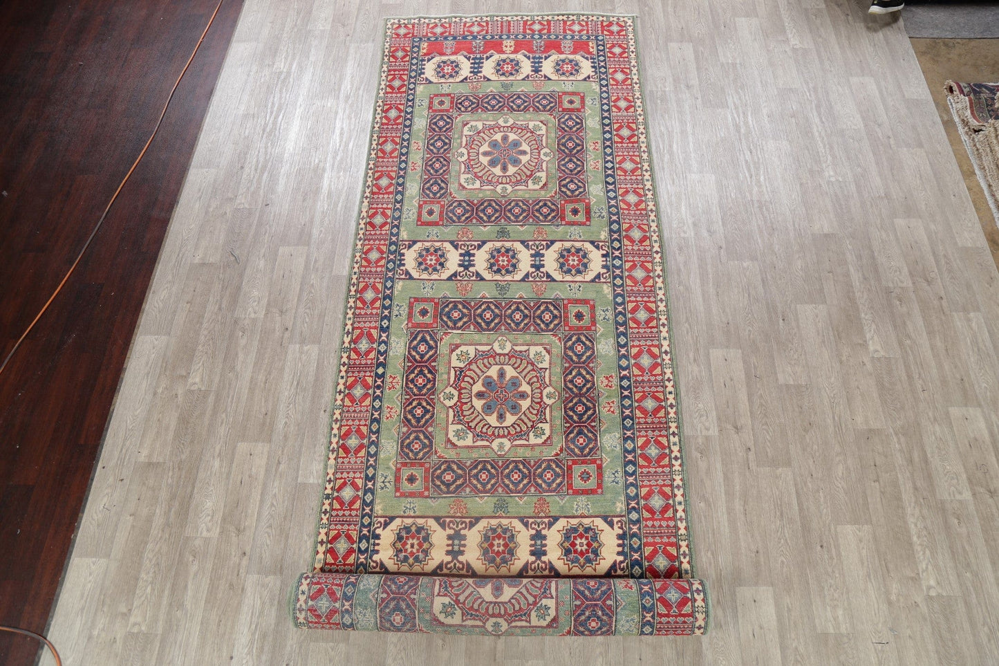 Super Kazak-Chechen Oriental Wool Runner Rug 5x21