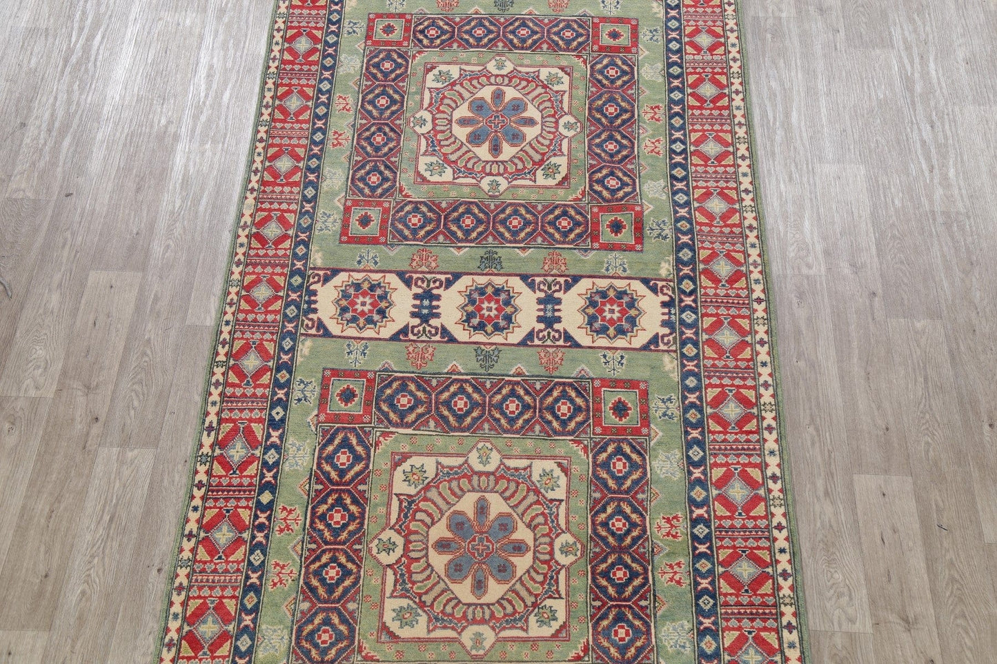 Super Kazak-Chechen Oriental Wool Runner Rug 5x21