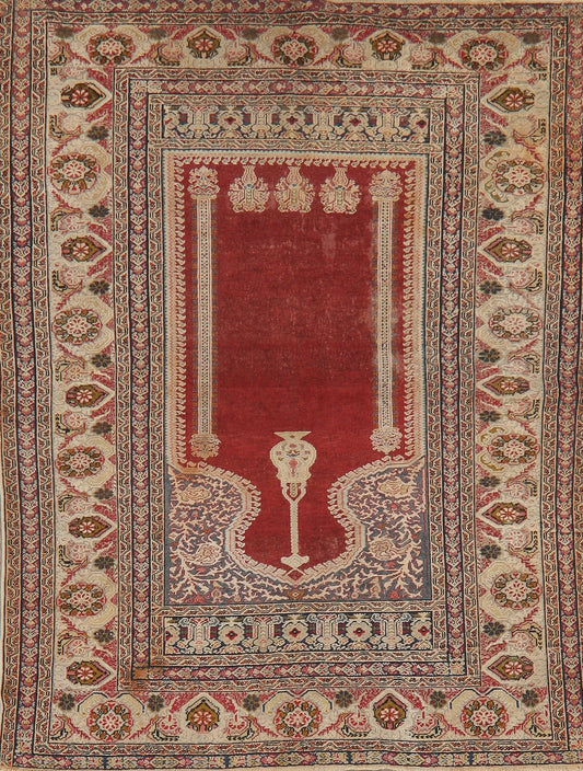 Pre-1900 Antique Vegetable Dye Anatolian Turkish Area Rug 4x6