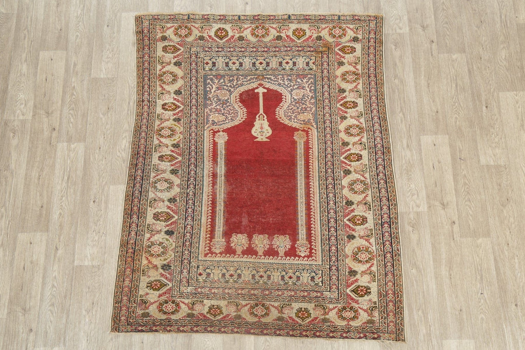 Pre-1900 Antique Vegetable Dye Anatolian Turkish Area Rug 4x6