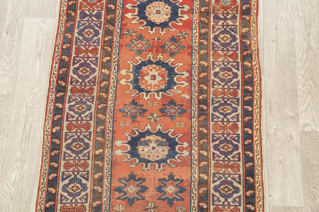 Pre-1900 Antique Vegetable Dye Kazak Caucasian Wool Rug 3x5