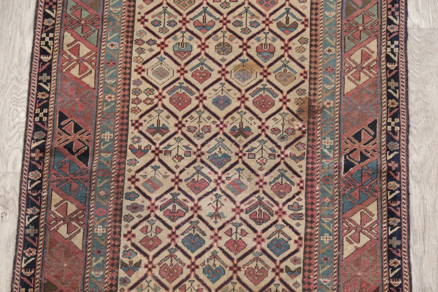 Pre-1900 Antique Vegetable Dye Kazak Oriental Rug Wool 3x6