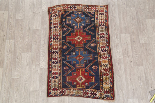 Pre-1900 Antique Vegetable Dye Shirvan Oriental Rug Wool 3x5