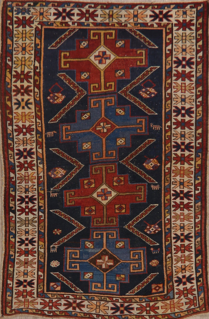 Pre-1900 Antique Vegetable Dye Shirvan Oriental Rug Wool 3x5