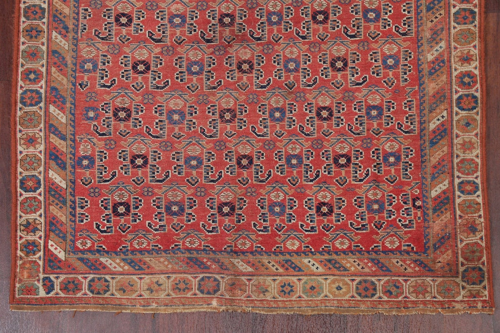 Pre-1900 Antique Vegetable Dye Kazak Caucasian Area Rug 4x5