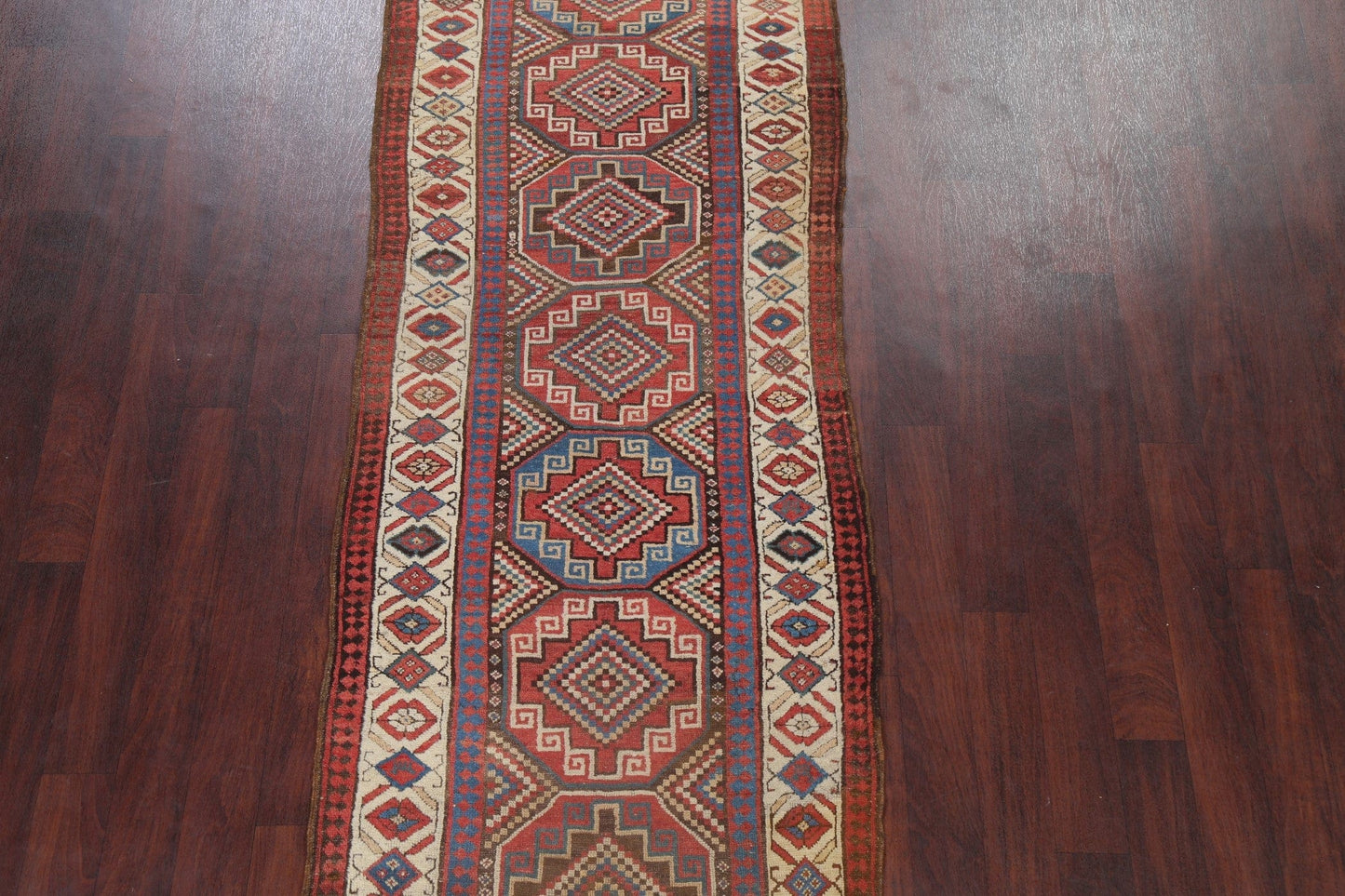 Pre-1900 Antique Vegetable Dye Kazak Oriental Runner Rug 3x10