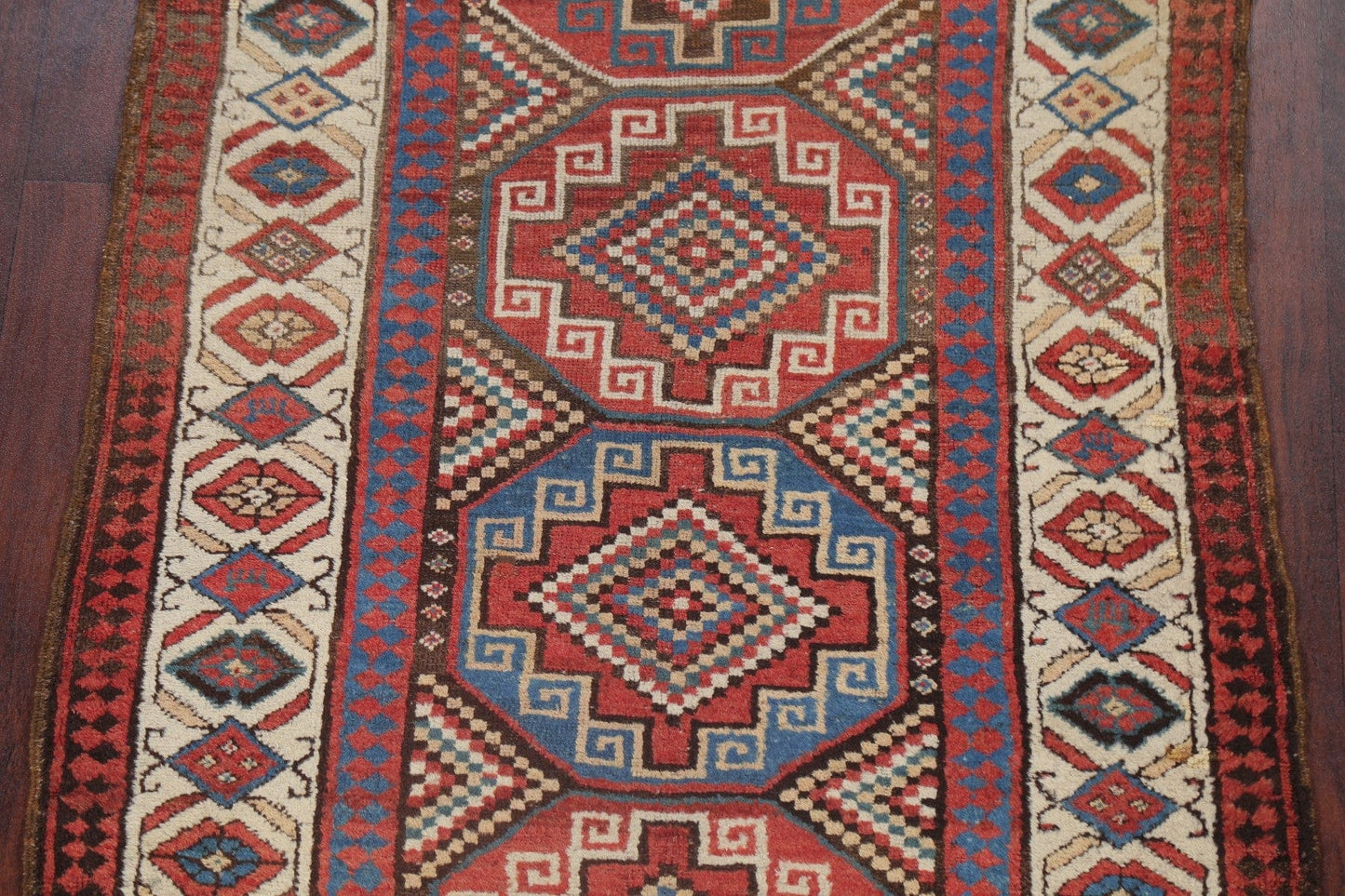 Pre-1900 Antique Vegetable Dye Kazak Oriental Runner Rug 3x10