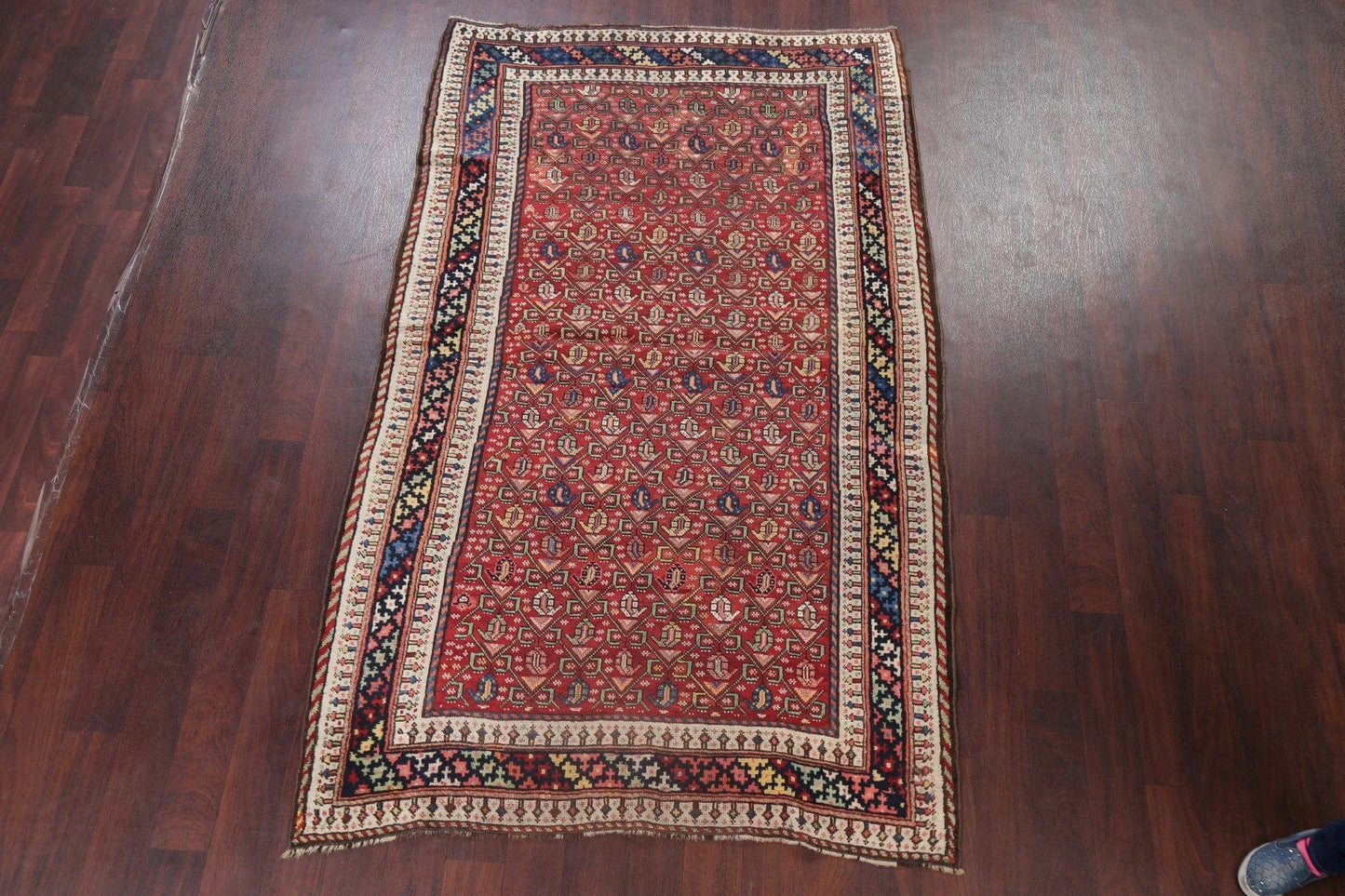 Pre-1900 Antique Vegetable Dye Kazak Caucasian Area Rug 5x8