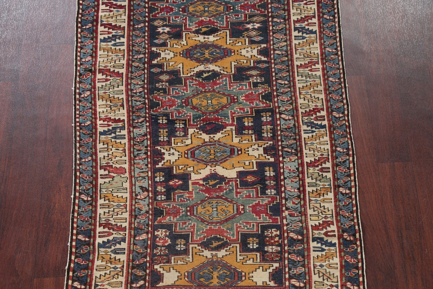 Pre-1900 Antique Vegetable Dye Caucasian Area Rug Wool 4x5