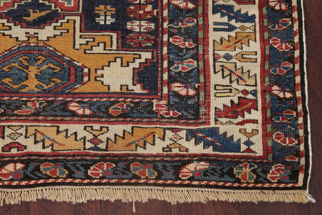 Pre-1900 Antique Vegetable Dye Caucasian Area Rug Wool 4x5